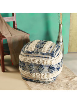 Manor House - Macrame Square Blue Ottoman Pouf