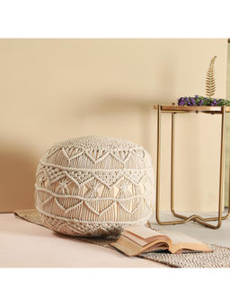 Manor House - Hero Macrame Beige Ottoman Pouf