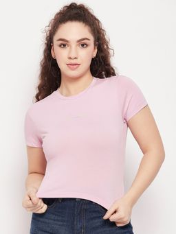 CAMLA - Purple Solid Round Neck T-Shirt Purple