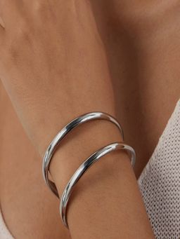 AQUASTREET - 18K Silver Plated Layered Wavy Cuff