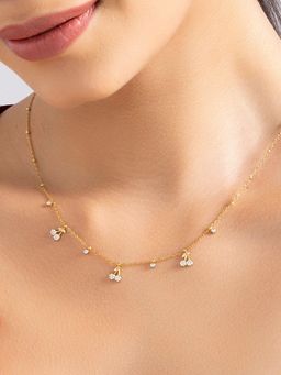 AQUASTREET - 18K Gold Plated White Zircon Cherry Necklace