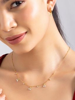 AQUASTREET - 18K Gold Plated White Zircon Cherry Necklace and Earrings
