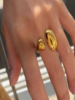 AQUASTREET - 18K Gold Plated Dual Oval Statement Ring (7)