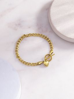Palmonas - Gold Heart Toggle Cuban Chain Bracelet