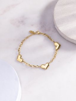 Palmonas - Gold Solid Heart Link Chain Bracelet