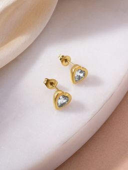 Palmonas - White Heart Edge CZ Stud Earrings