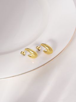 Palmonas - Gold Solid Half U Hoop Earrings