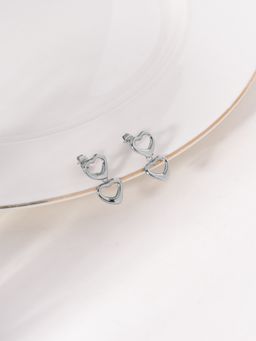 Palmonas - Silver Dual Heart Drop Earrings