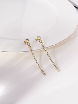 Palmonas - White Sparkling Chain Dangle Earrings