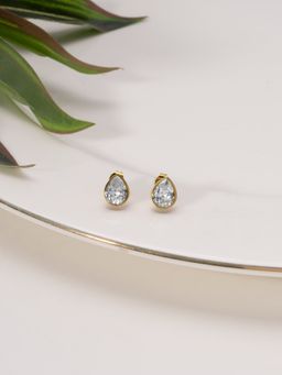 Palmonas - White Elegant Pear Stud Earrings