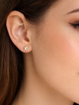 Accessher - White Gold-Tone Star American Diamond Stud Earrings