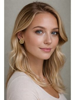 Accessher - Antique Gold Oxidised Floral Stud Earrings