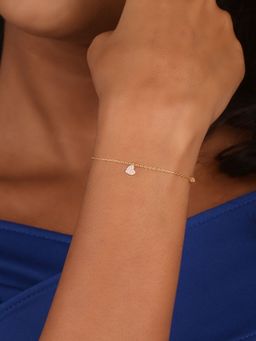 LuxeVogue - 925 Sterling Silver Dainty Golden White Heart Chain Bracelet