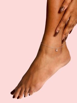 LuxeVogue - 925 Sterling Silver White Star Charm Anklet