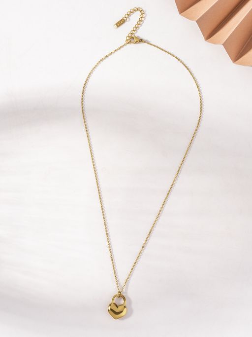 Palmonas Gold Solid Heart Pendant Necklace