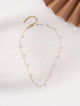 Palmonas - White Shiny Pearl Station Necklace