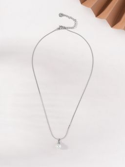 Palmonas - Silver Dainty Chain Pearl Pendant Necklace