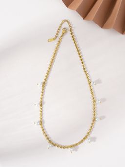 Palmonas - White Pearl Cuban Chain Station Necklace