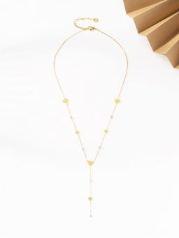 Palmonas - White Flat Heart Lariat Necklace