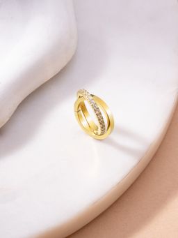 Palmonas - White Clean Line Sparkle Linked Ring