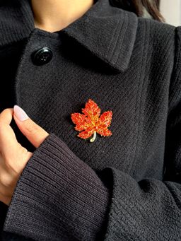 ISHKAARA - Orange Saffronfall Leaf Brooch