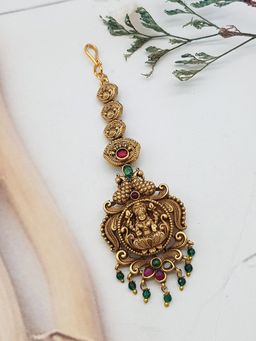 GRIIHAM - Gold Plated Multi-Color Stones Maang Tikka