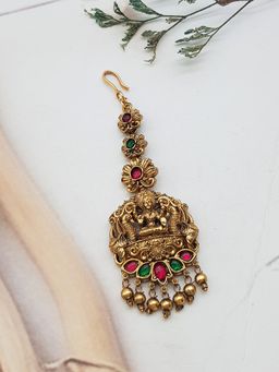 GRIIHAM - Gold Plated Multi-Color Stones Maang Tikka