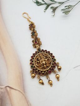 GRIIHAM - Gold Plated Multi-Color Stones Maang Tikka