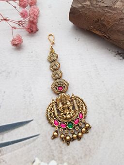 GRIIHAM - Gold Plated Multi-Color Stones Maang Tikka