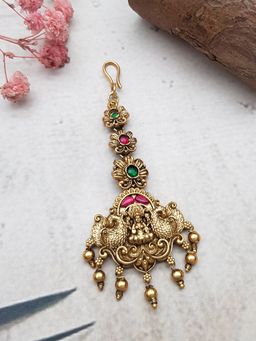 GRIIHAM - Gold Plated Multi-Color Stones Maang Tikka