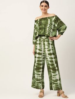 Maaesa - Women Tie and Dye Viscose Rayon Green Co-ord Set