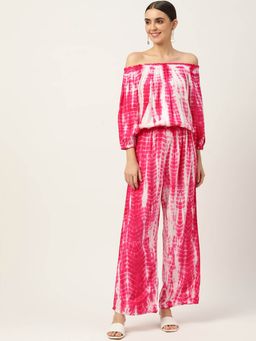 Maaesa - Women Tie and Dye Viscose Rayon Pink Co-ord Set