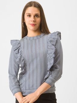 Globus - Navy Checked Top