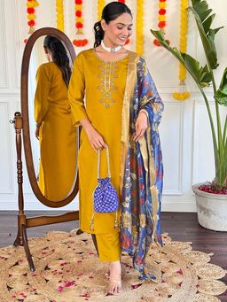 BLACK SCISSOR - Mustard Kurta with Bottom and Dupatta (Set of 3)