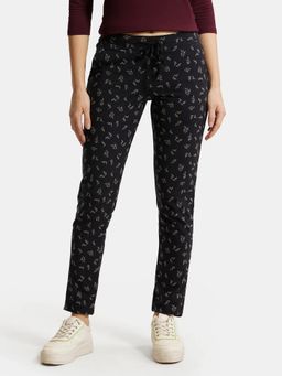 Jockey - 1301 Women Super Combed Cotton Elastane Trackpants - Black Printed