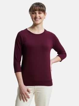 Jockey - AW14 Women Cotton Viscose Elastane 3/4th Sleeve T-Shirt - Wine Tasting