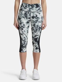 Jockey - MW36 Women Microfiber Elastane Slim Fit Active Wear Capri - Black Printed