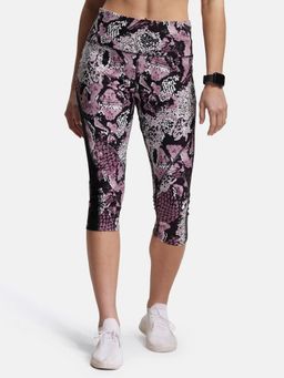 Jockey - MW36 Women Microfiber Elastane Slim Fit Active Wear Capri - Old Rose Printed