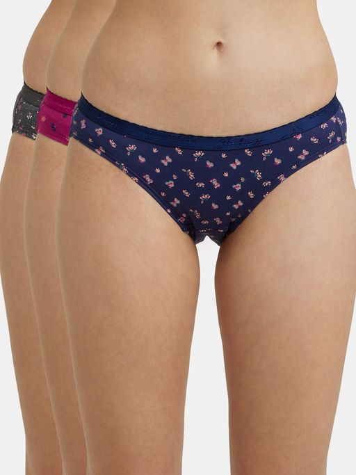 Jockey 1525 Women Medium Coverage Super Combed Cotton Bikini-Dark Prints (Pack of 3)