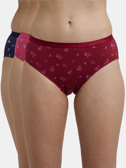 Jockey - 1523 Women High Coverage Super Combed Cotton Hipster-Dark Prints (Pack of 3)