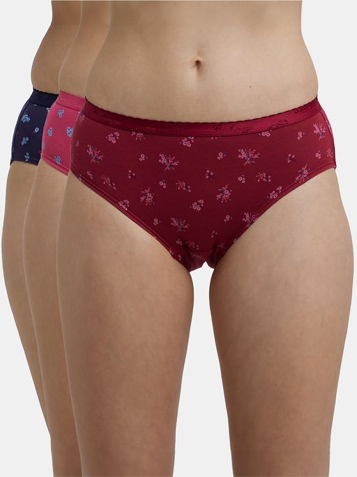 Jockey 1523 Women High Coverage Super Combed Cotton Hipster-Dark Prints (Pack of 3)