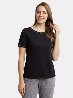 Jockey - RX71 Women Micro Modal Cotton Relaxed Fit Round Neck T-Shirt - Black