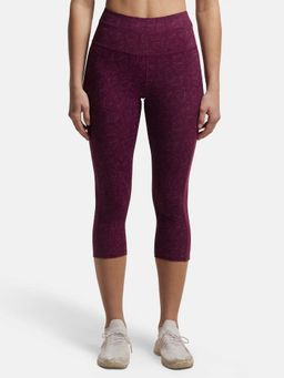 Jockey - MW36 Women Microfiber Elastane Slim Fit Active Wear Capri - Grapewine Print