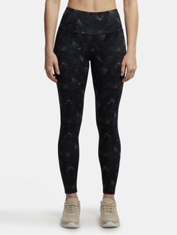 Jockey - MW68 Women Microfiber Elastane 7/8th Active Wear Leggings - Black print