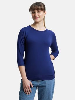 Jockey - AW14 Women Cotton Viscose Elastane 3/4th Sleeve T-Shirt - Medieval Blue