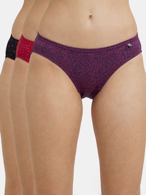 Jockey 1410 Women Medium Coverage Super Combed Cotton Bikini-Dark Prints (Pack of 3)