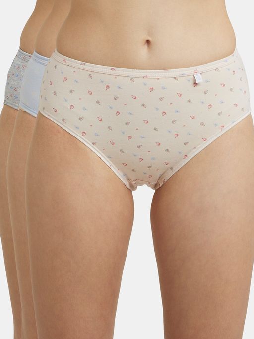 Jockey 1406 Women High Coverage Super Combed Cotton Hipster-Light Prints (Pack of 3)