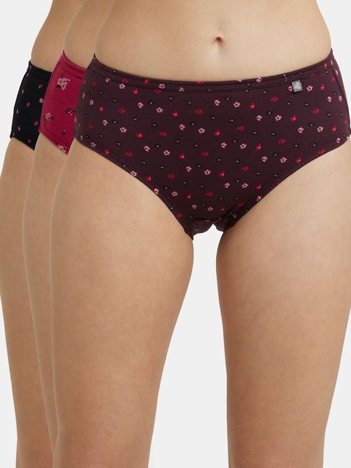 Jockey 1406 Women High Coverage Super Combed Cotton Hipster - Dark Prints (Pack of 3)