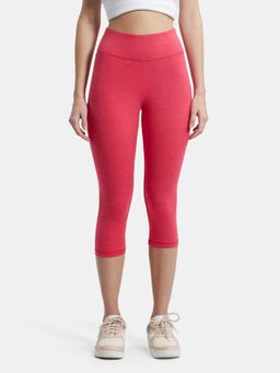 Jockey - 1391 Women Super Combed Cotton Elastane Capri - Ruby Marl