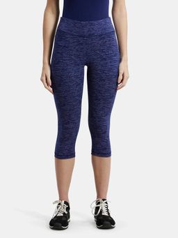 Jockey - 1391 Women Super Combed Cotton Elastane Capri - Imperial Blue Marl